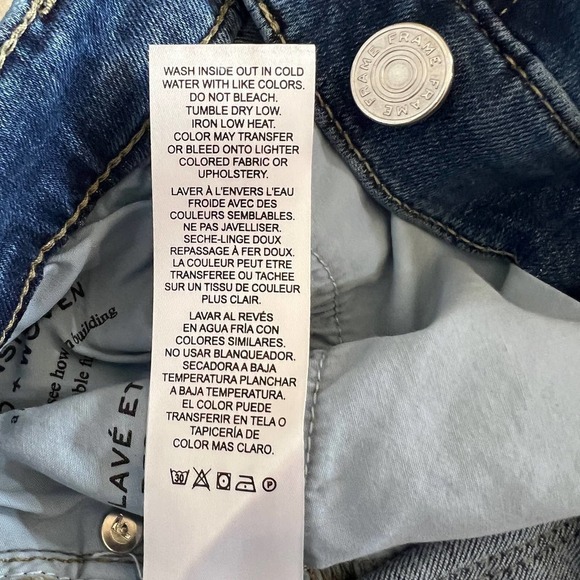 FRAME LE GARÇON MID-RISE STRAIGHT GIRLFRIEND JEANS LUPINE GRIND WOMEN'S SIZE‎ 25 - Picture 16 of 16